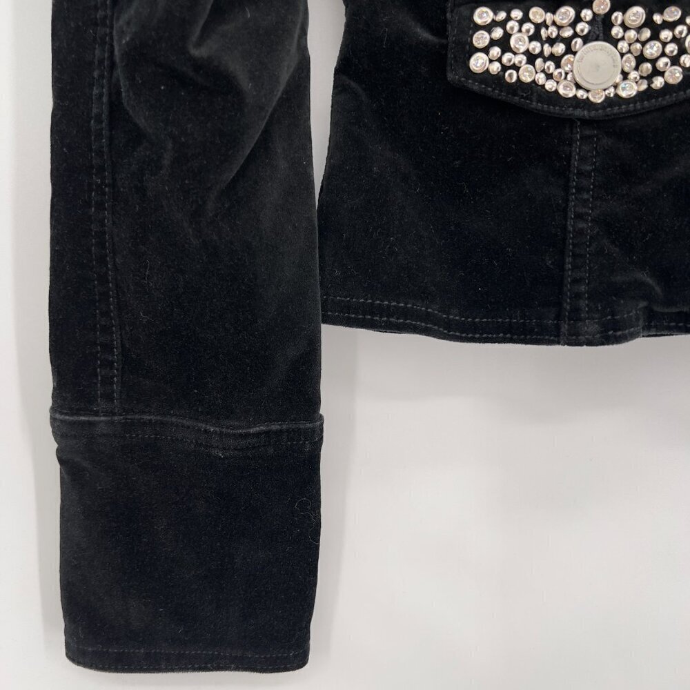 Twill Twenty Two Black Velvet Bling Military Jacket with Rhinestones P - Picture 7 of 14